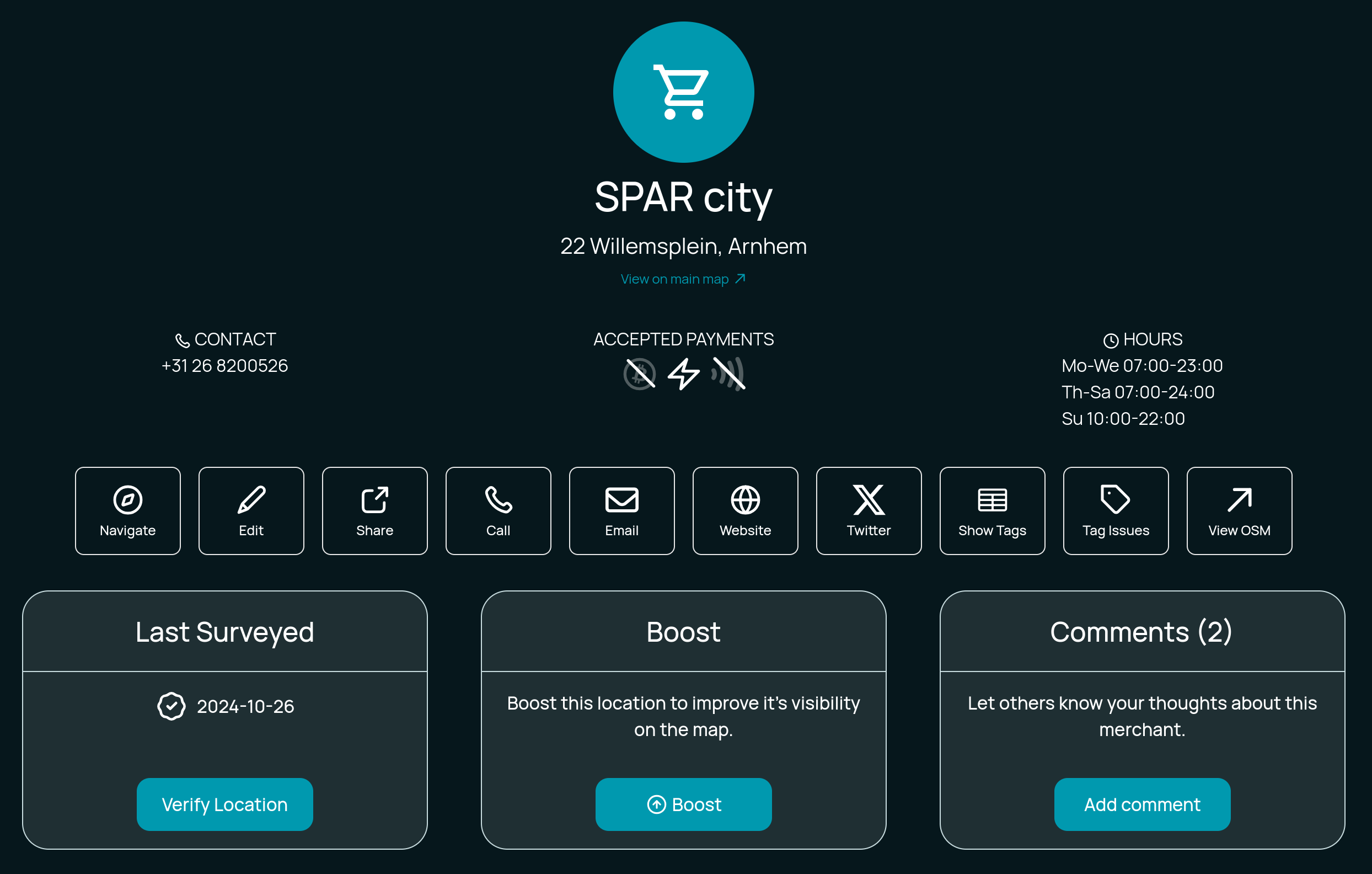 Merchant page screenshot