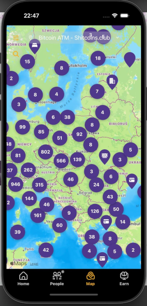 Screenshot of Blink wallet map