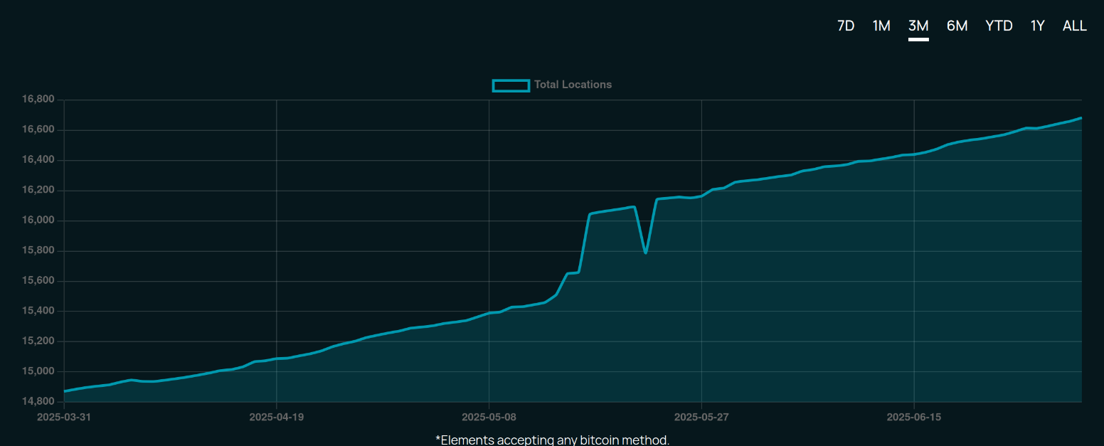 Graph showing merchant adoption over the last quarter